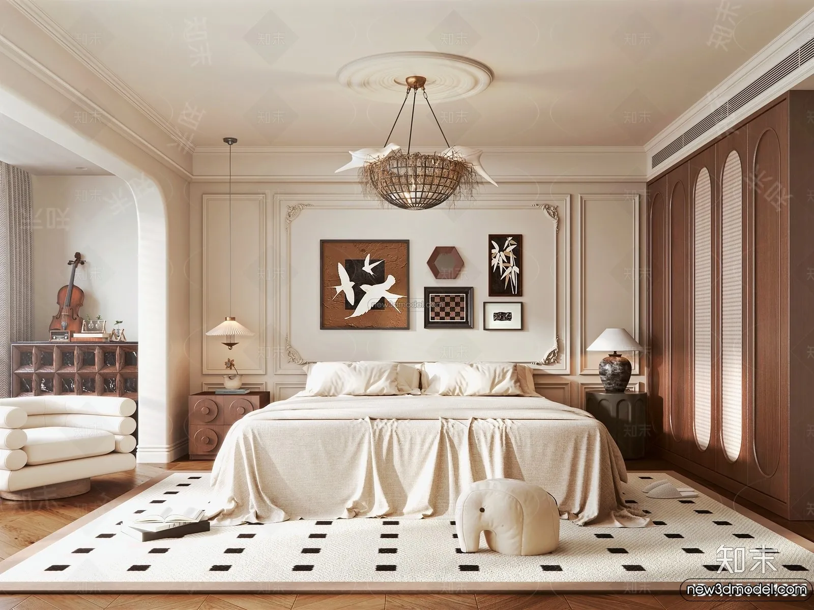 Bedroom - 3D Interior Scene - French Style - 003