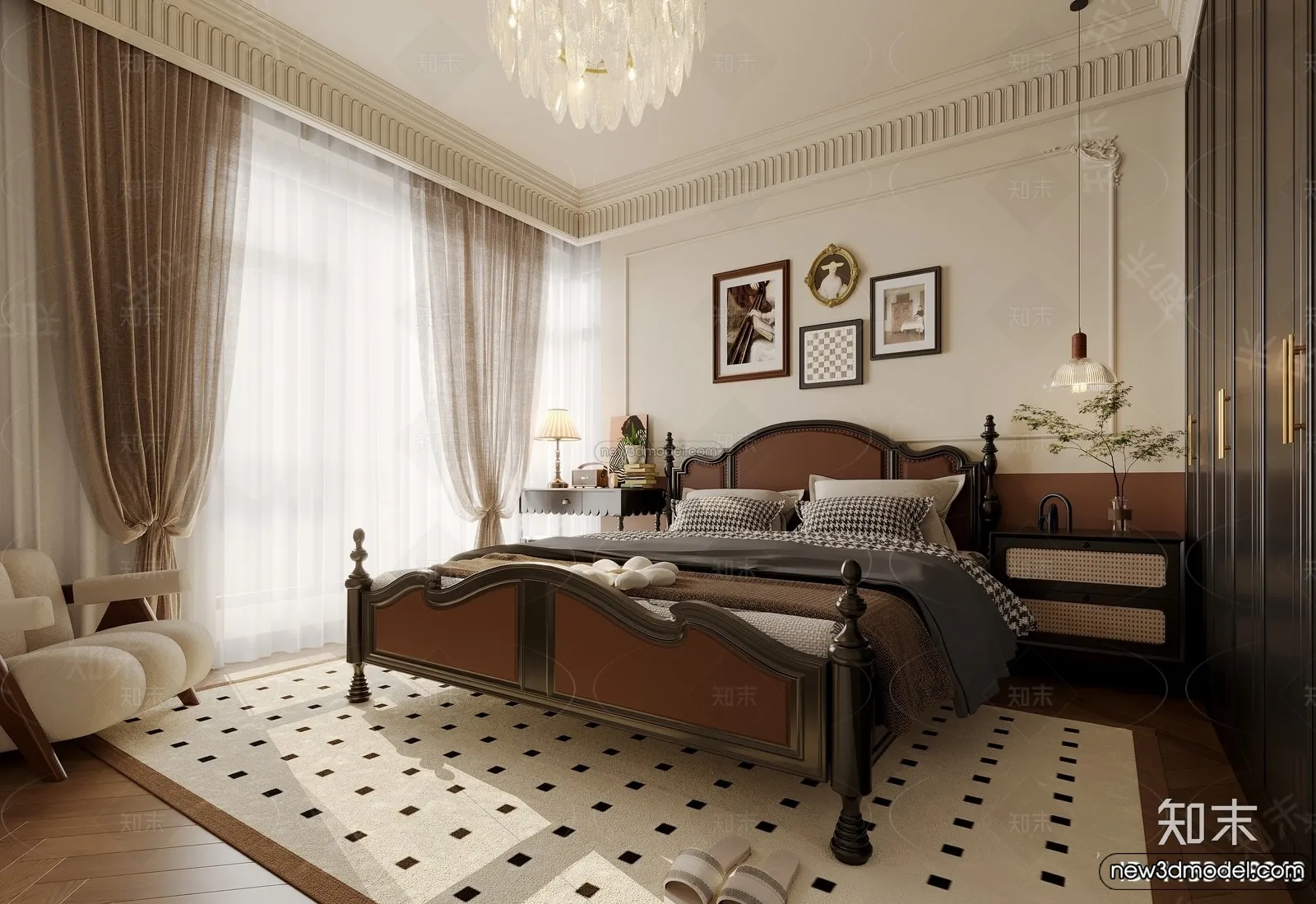 Bedroom - 3D Interior Scene - French Style - 004