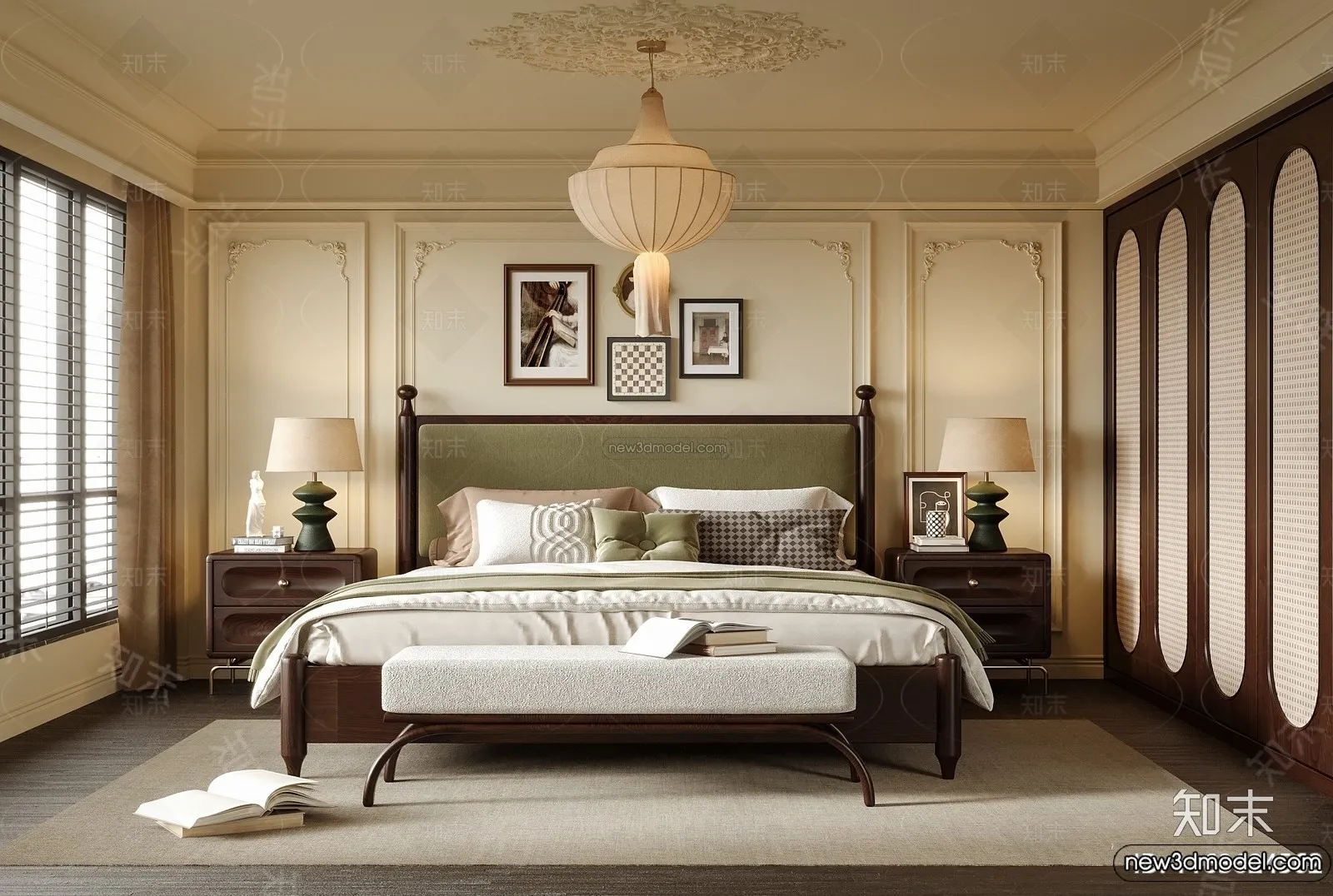 Bedroom - 3D Interior Scene - French Style - 005