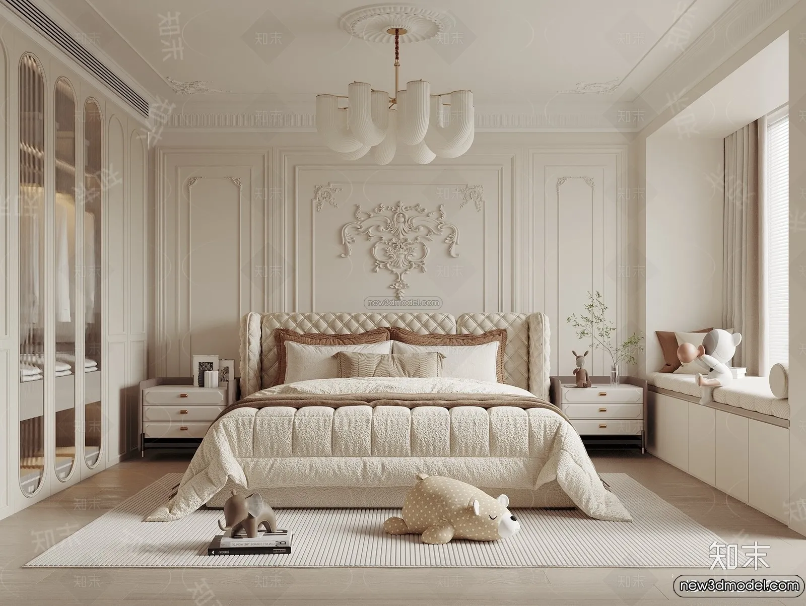 Bedroom - 3D Interior Scene - French Style - 006