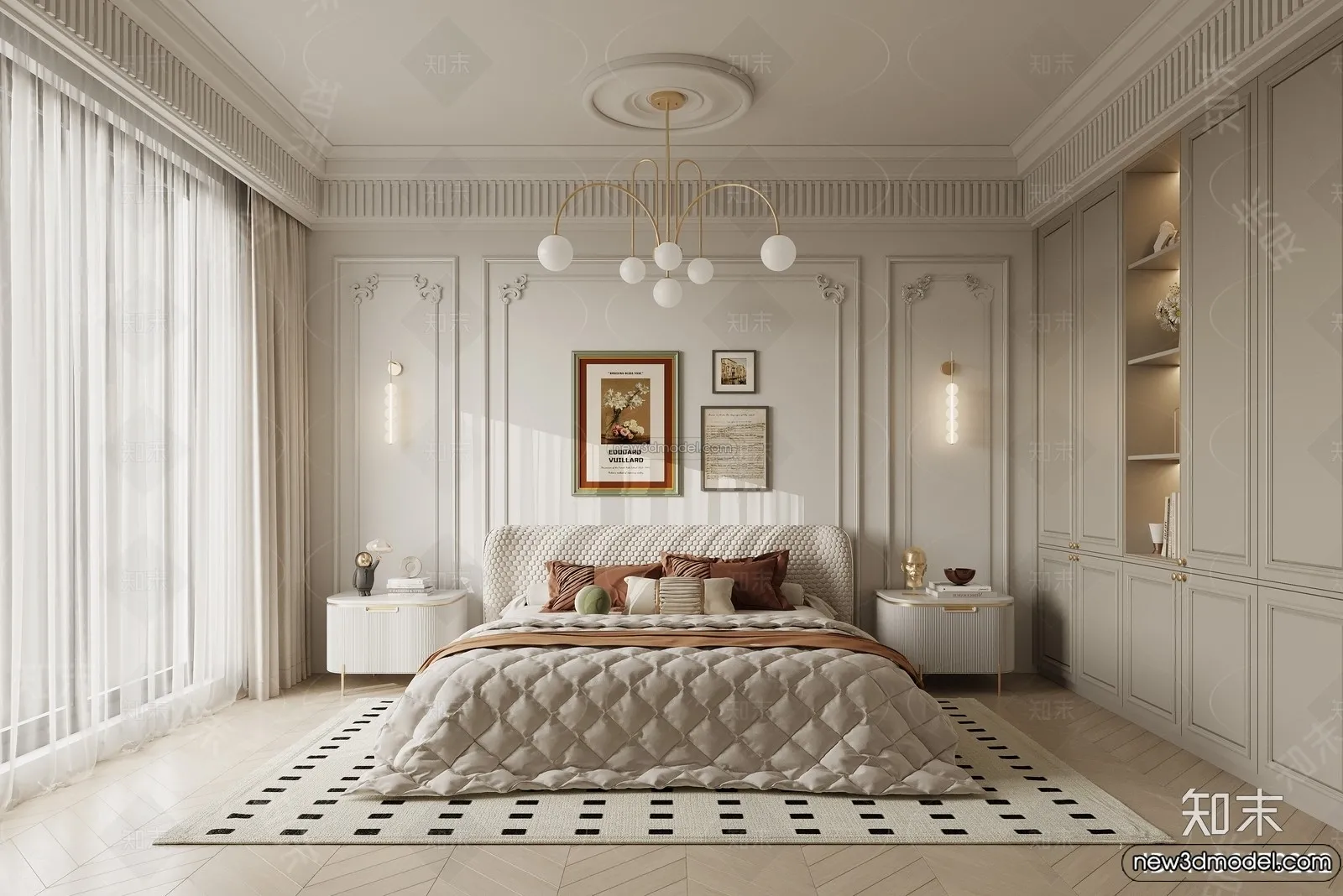 Bedroom - 3D Interior Scene - French Style - 007
