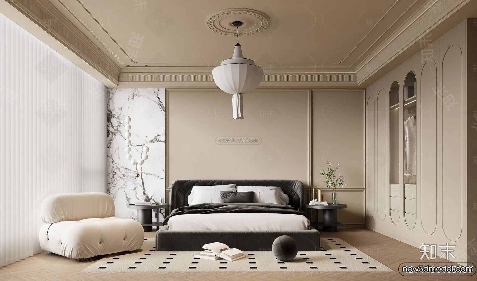 Bedroom - 3D Interior Scene - French Style - 008