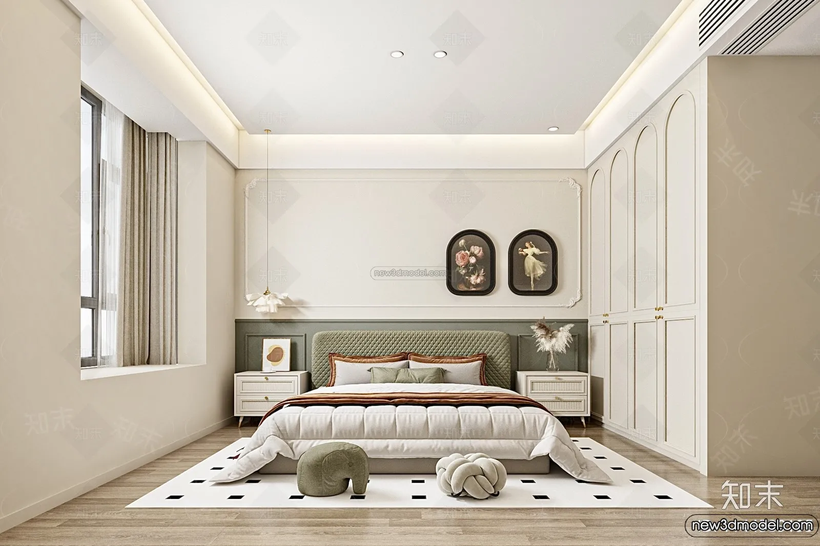 Bedroom - 3D Interior Scene - French Style - 009