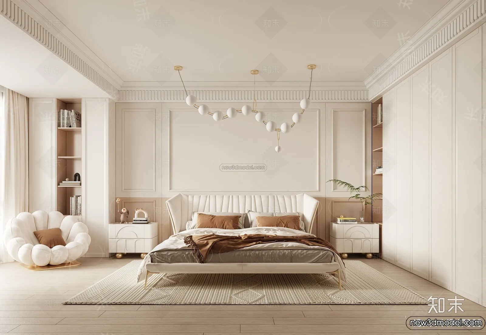 Bedroom - 3D Interior Scene - French Style - 010