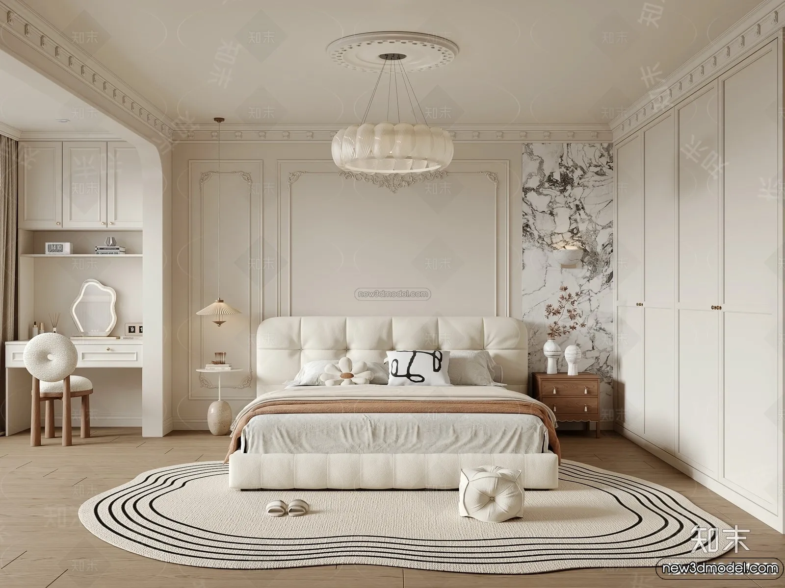 Bedroom - 3D Interior Scene - French Style - 011