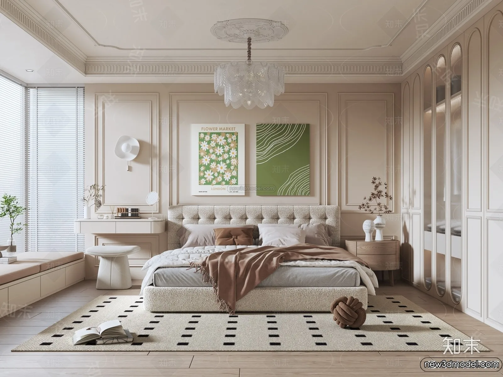 Bedroom - 3D Interior Scene - French Style - 013