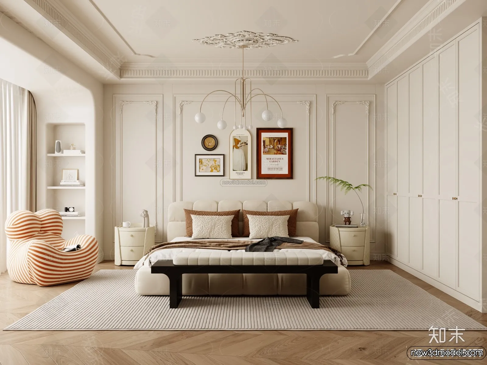 Bedroom - 3D Interior Scene - French Style - 014
