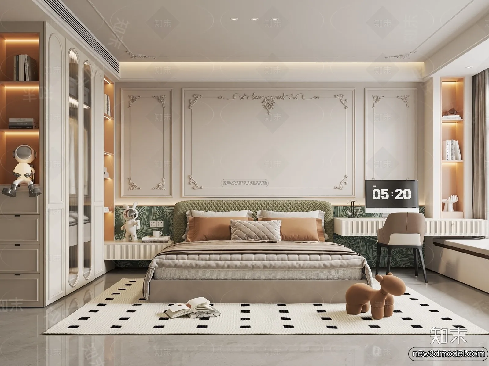 Bedroom - 3D Interior Scene - French Style - 015