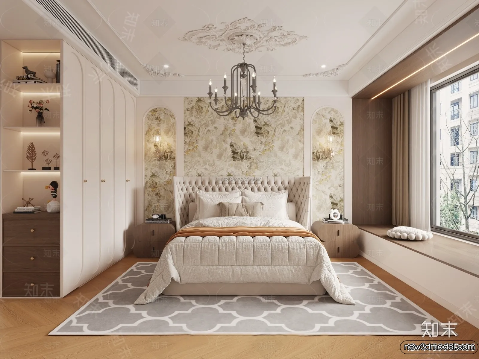 Bedroom - 3D Interior Scene - French Style - 016