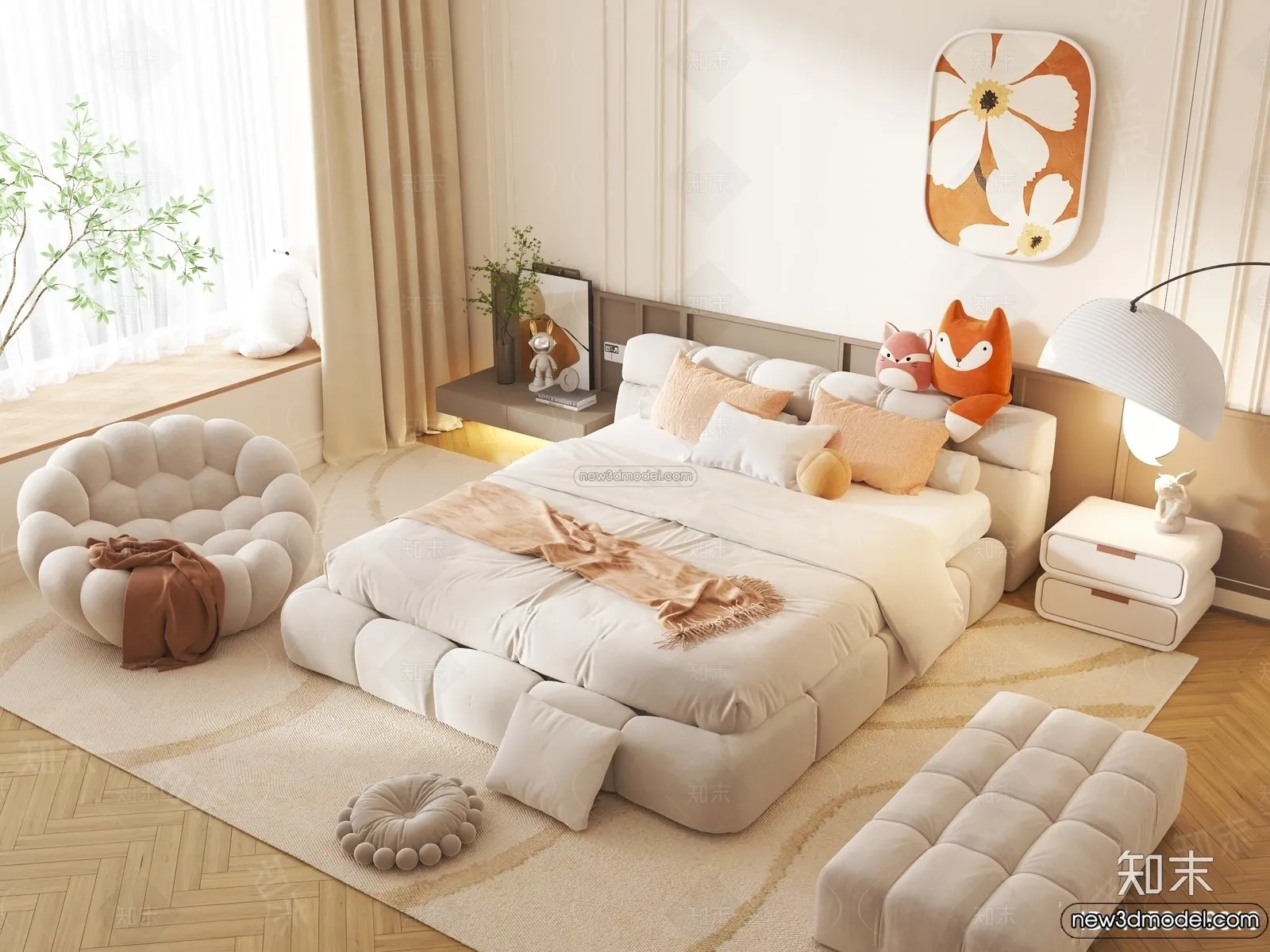 Bedroom - 3D Interior Scene - French Style - 018