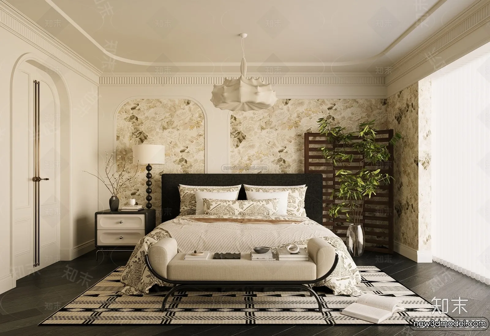 Bedroom - 3D Interior Scene - French Style - 020
