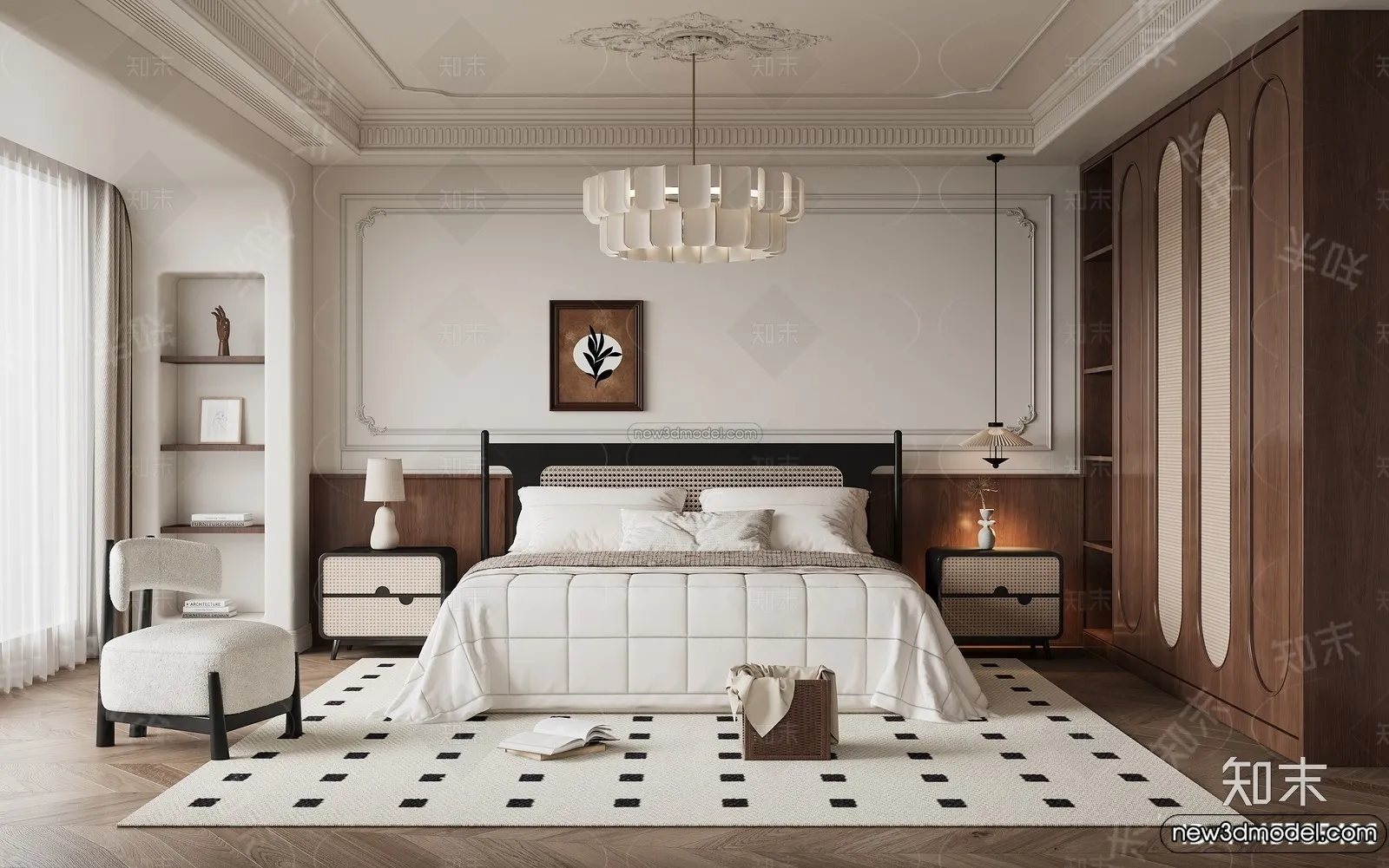 Bedroom - 3D Interior Scene - French Style - 022