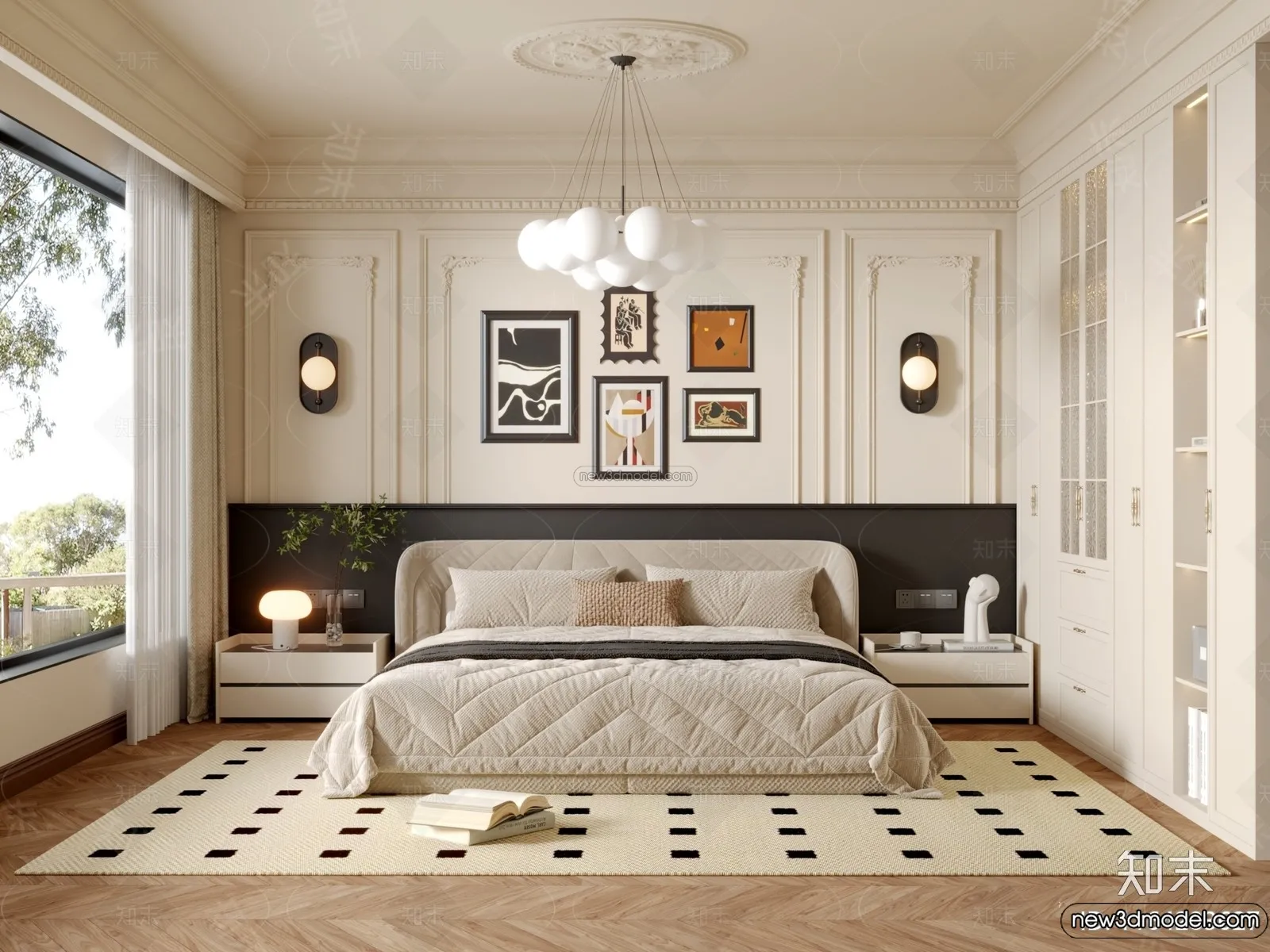 Bedroom - 3D Interior Scene - French Style - 023