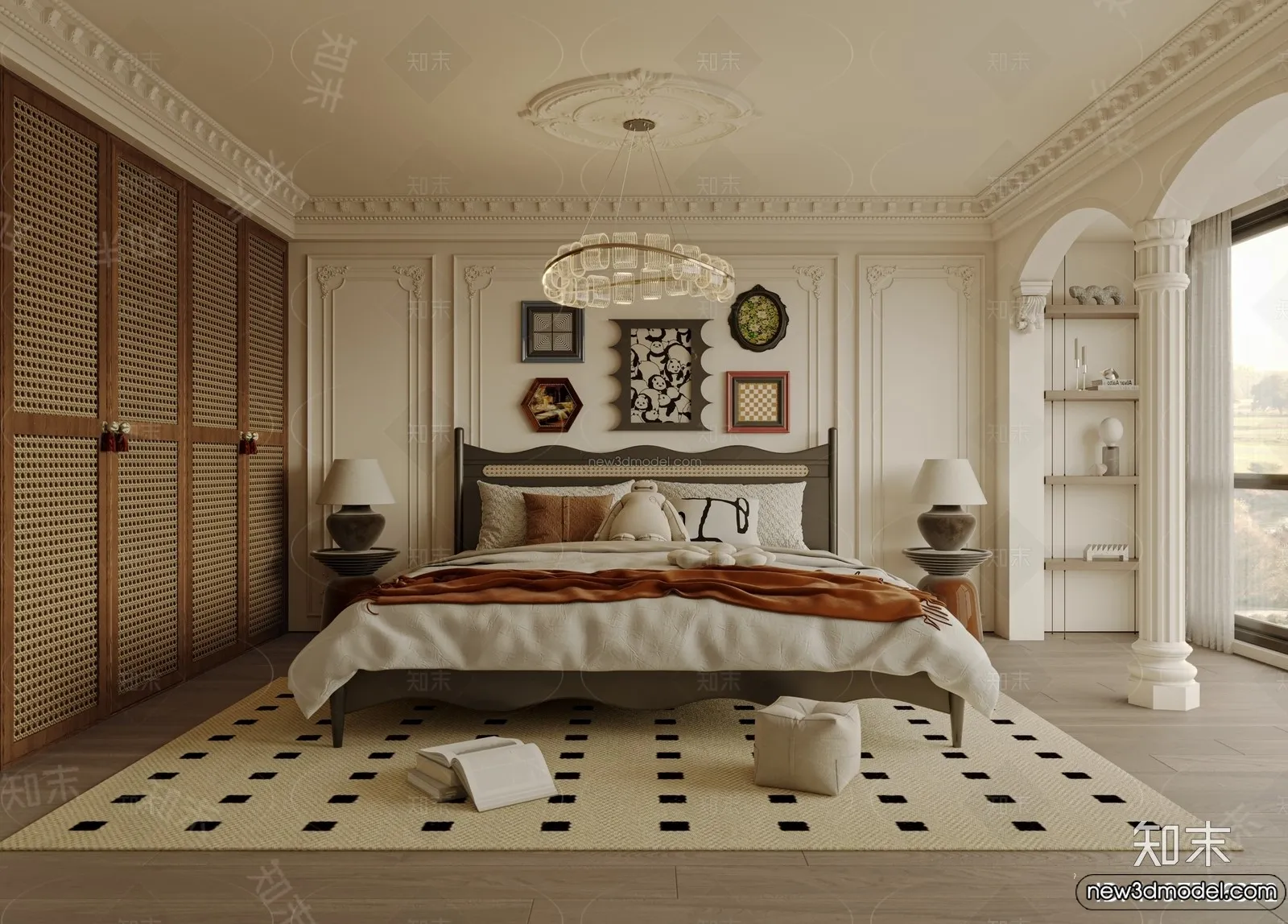 Bedroom - 3D Interior Scene - French Style - 027