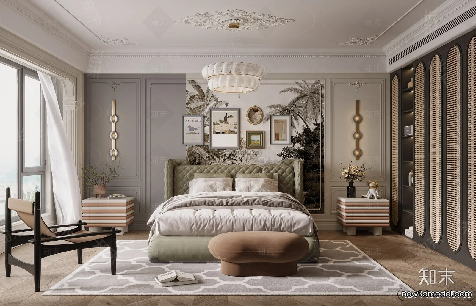 Bedroom - 3D Interior Scene - French Style - 028