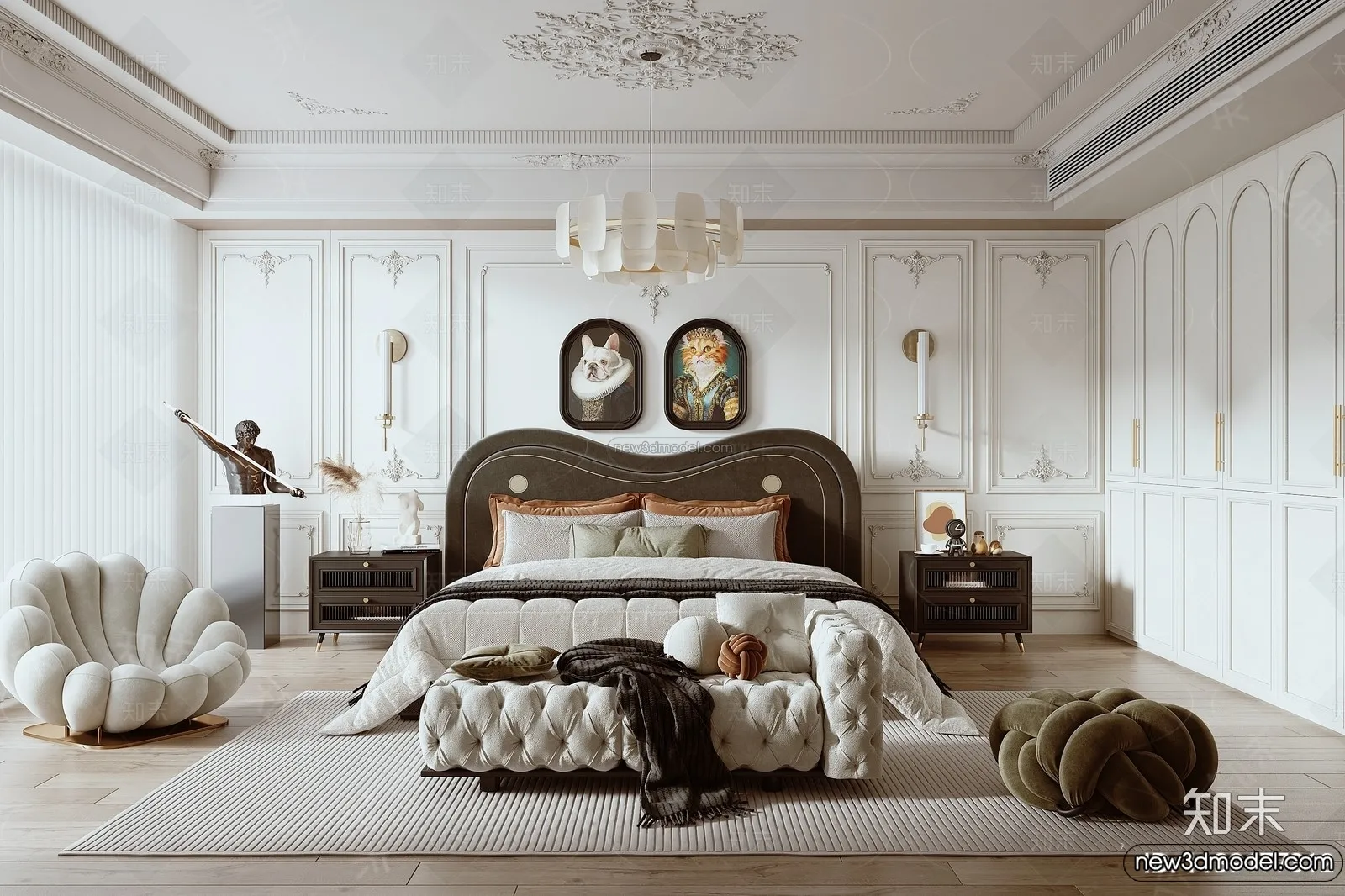 Bedroom - 3D Interior Scene - French Style - 029