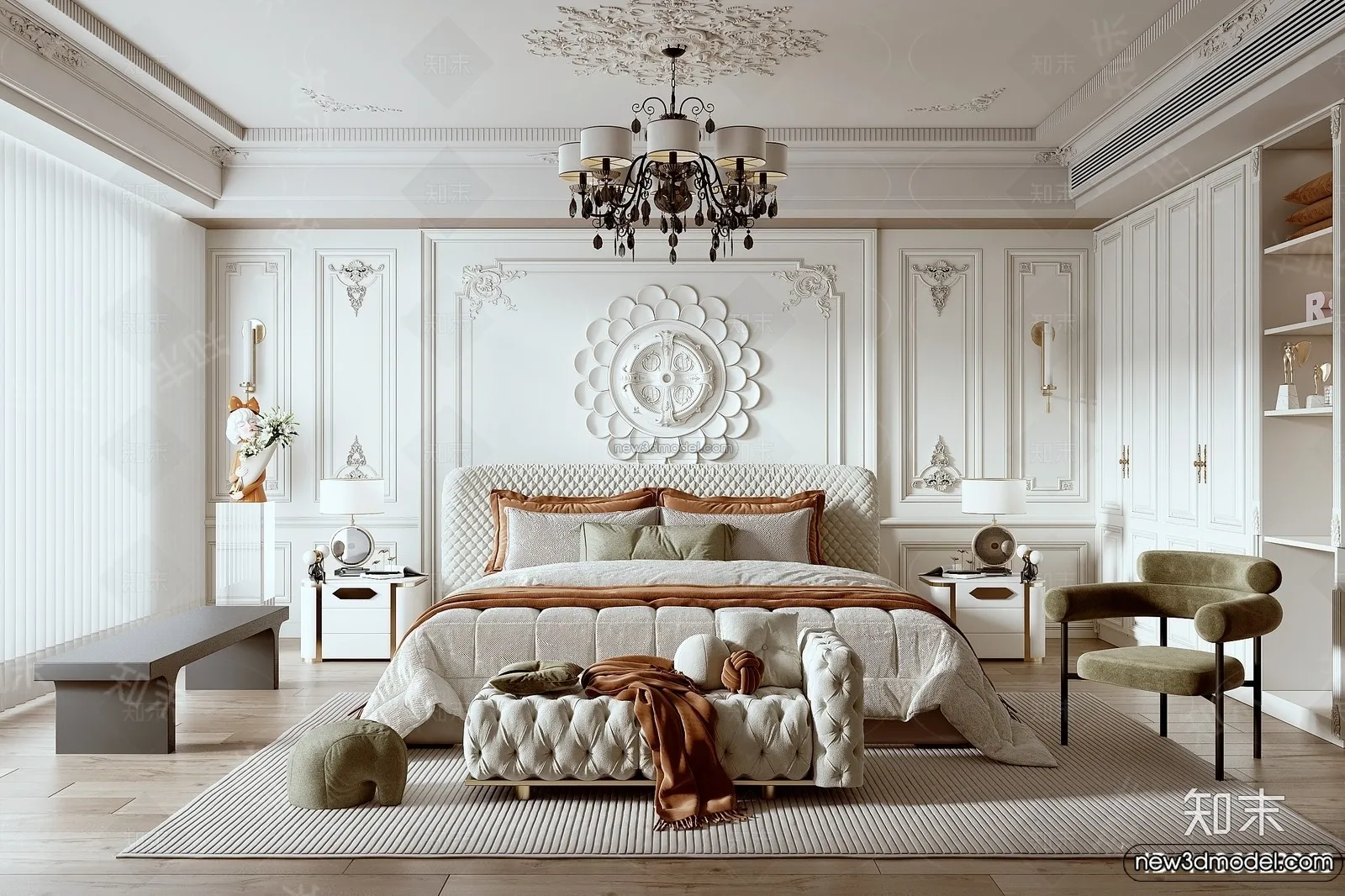 Bedroom - 3D Interior Scene - French Style - 030