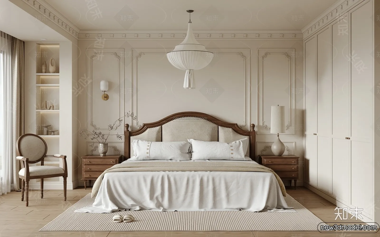 Bedroom - 3D Interior Scene - French Style - 031
