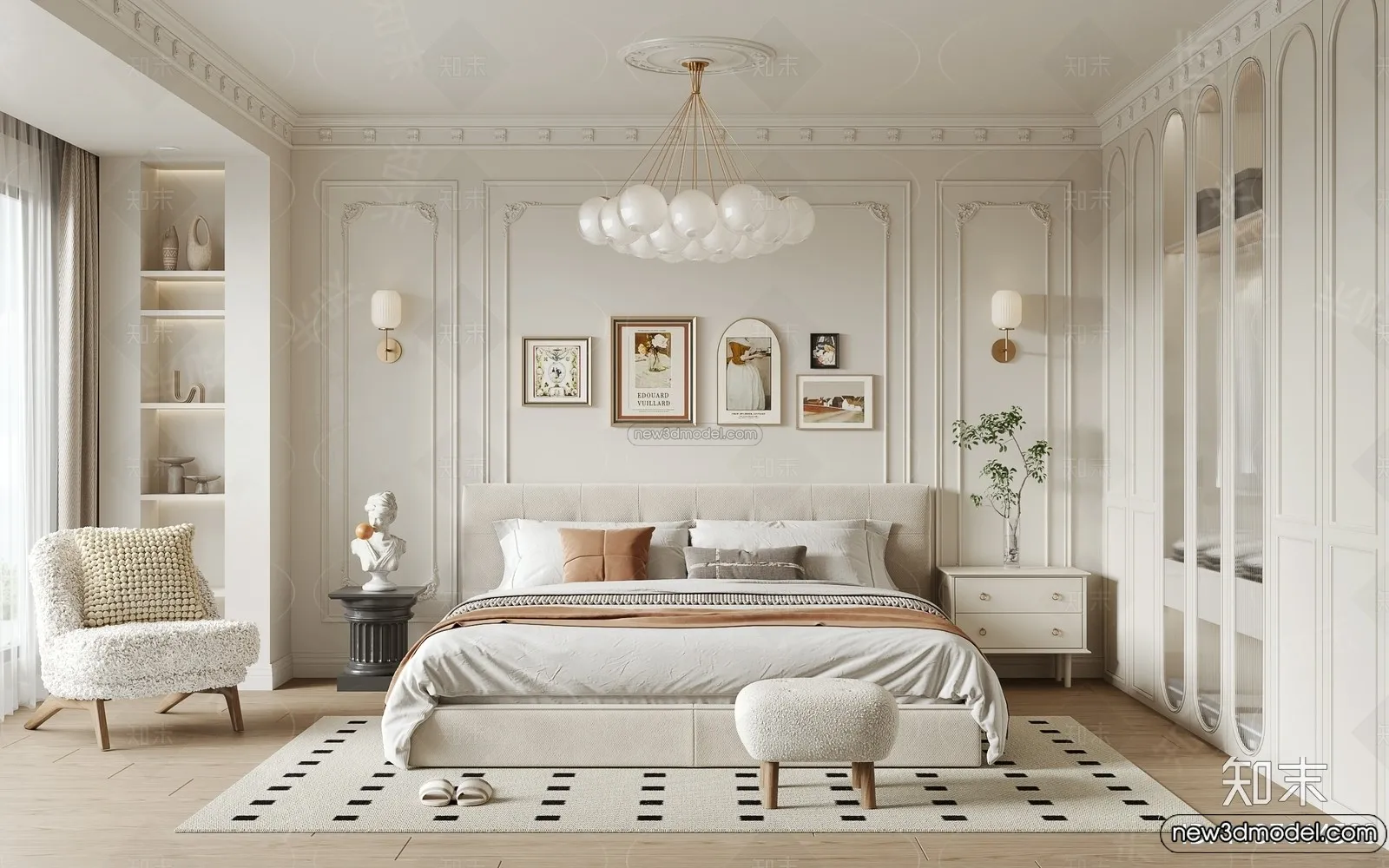 Bedroom - 3D Interior Scene - French Style - 032