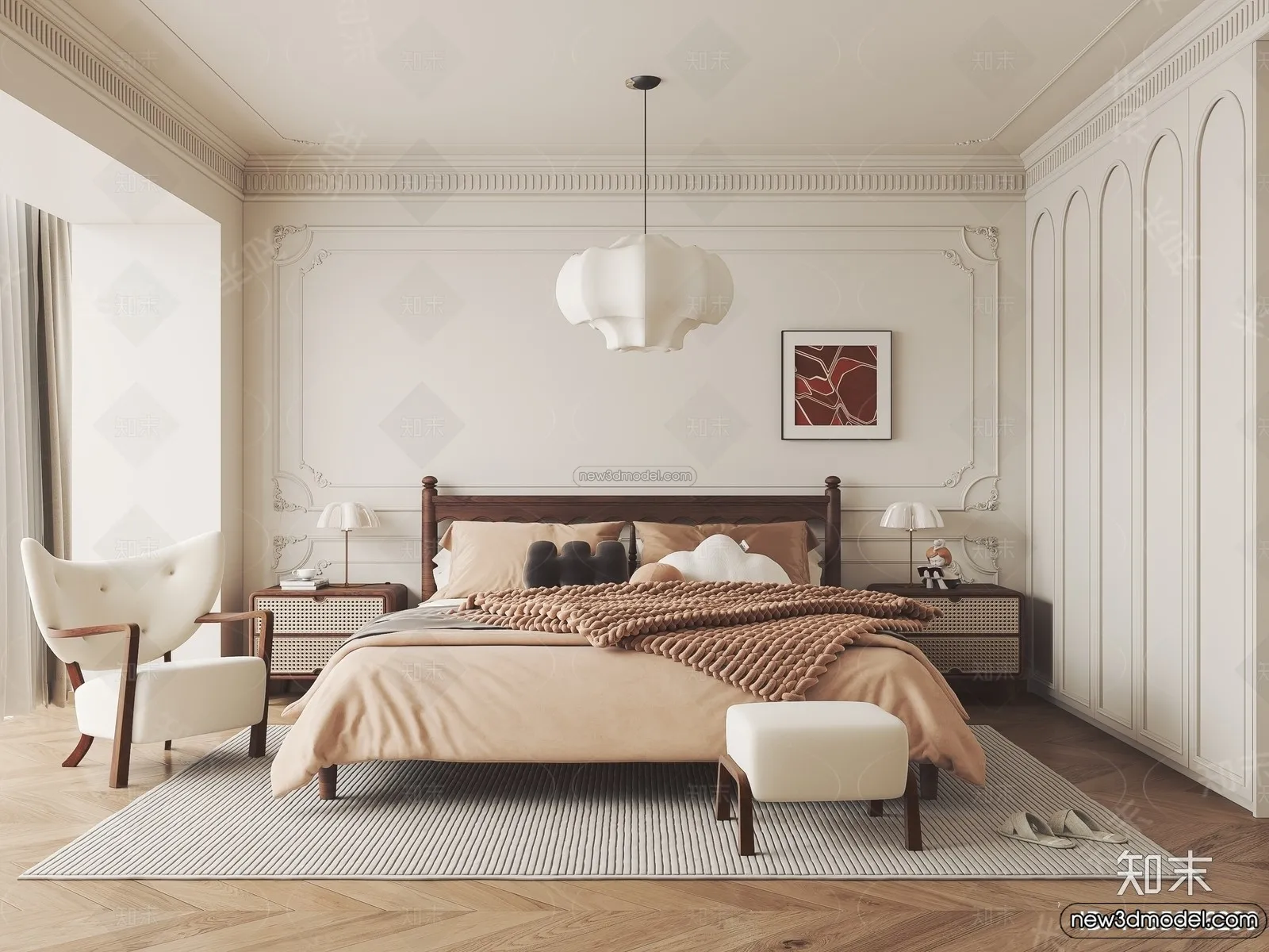 Bedroom - 3D Interior Scene - French Style - 034