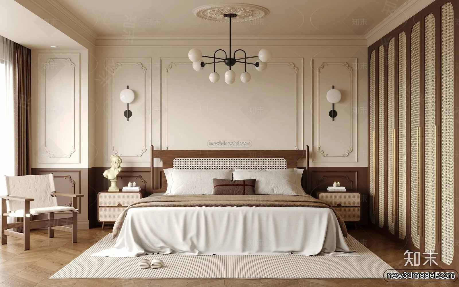 Bedroom - 3D Interior Scene - French Style - 036