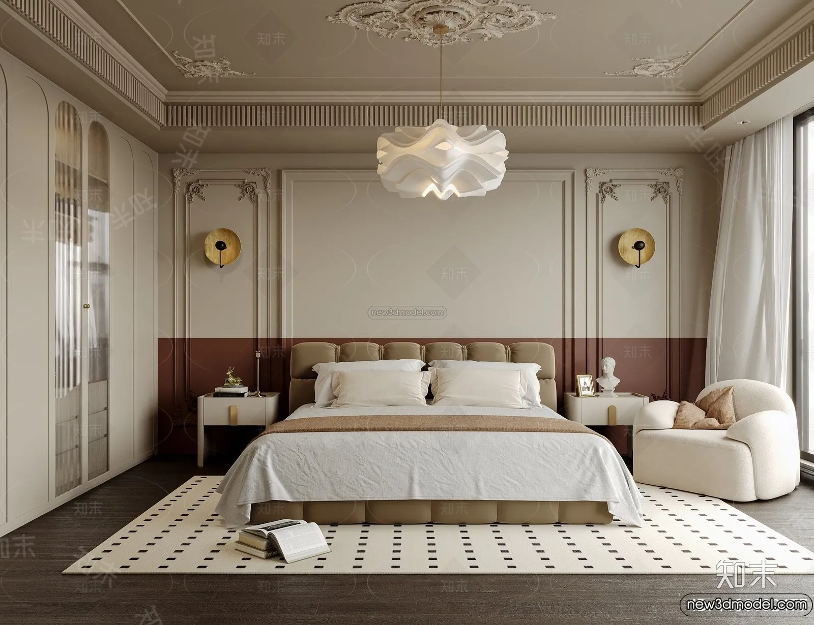 Bedroom - 3D Interior Scene - French Style - 038