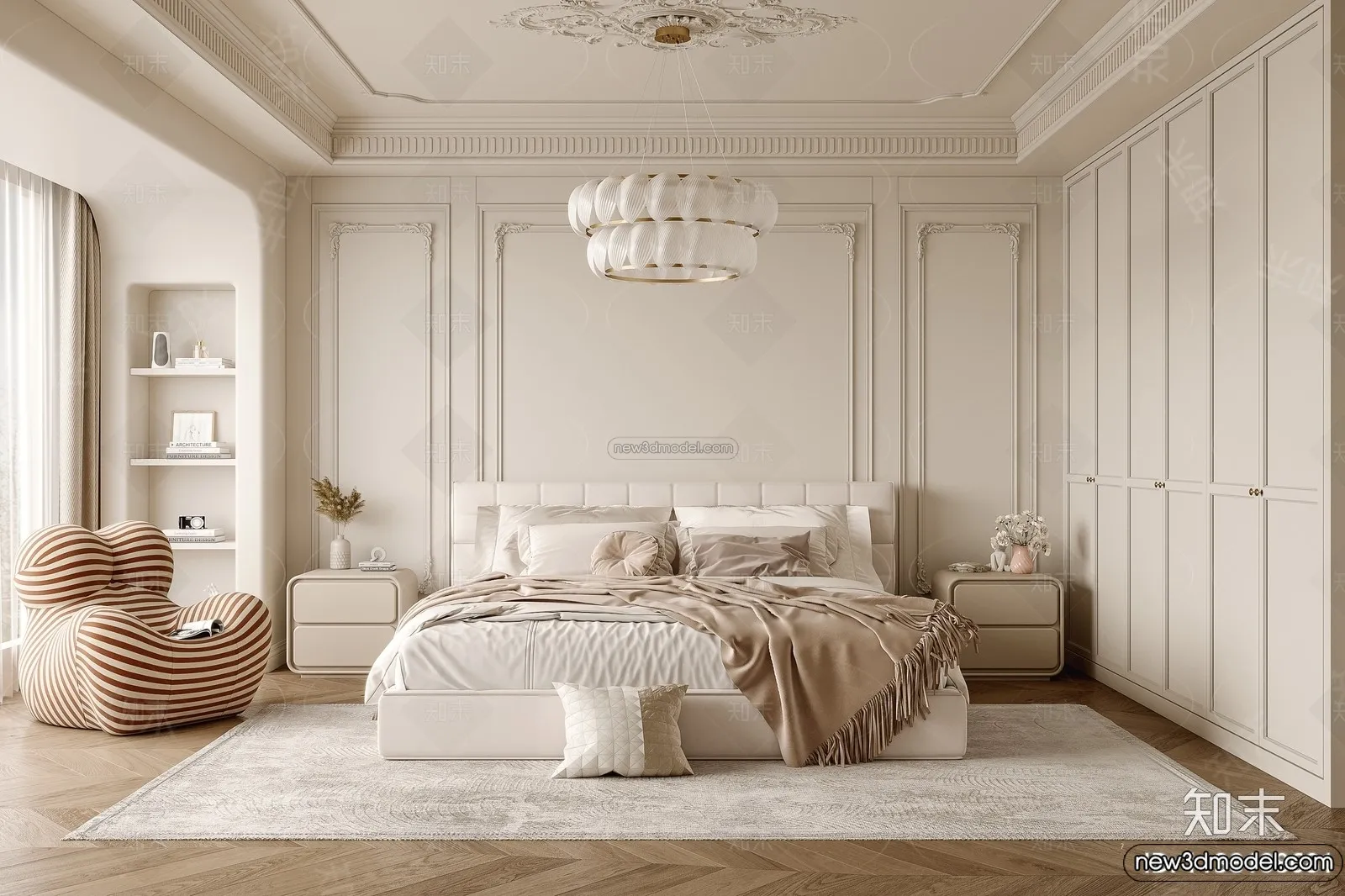 Bedroom - 3D Interior Scene - French Style - 039