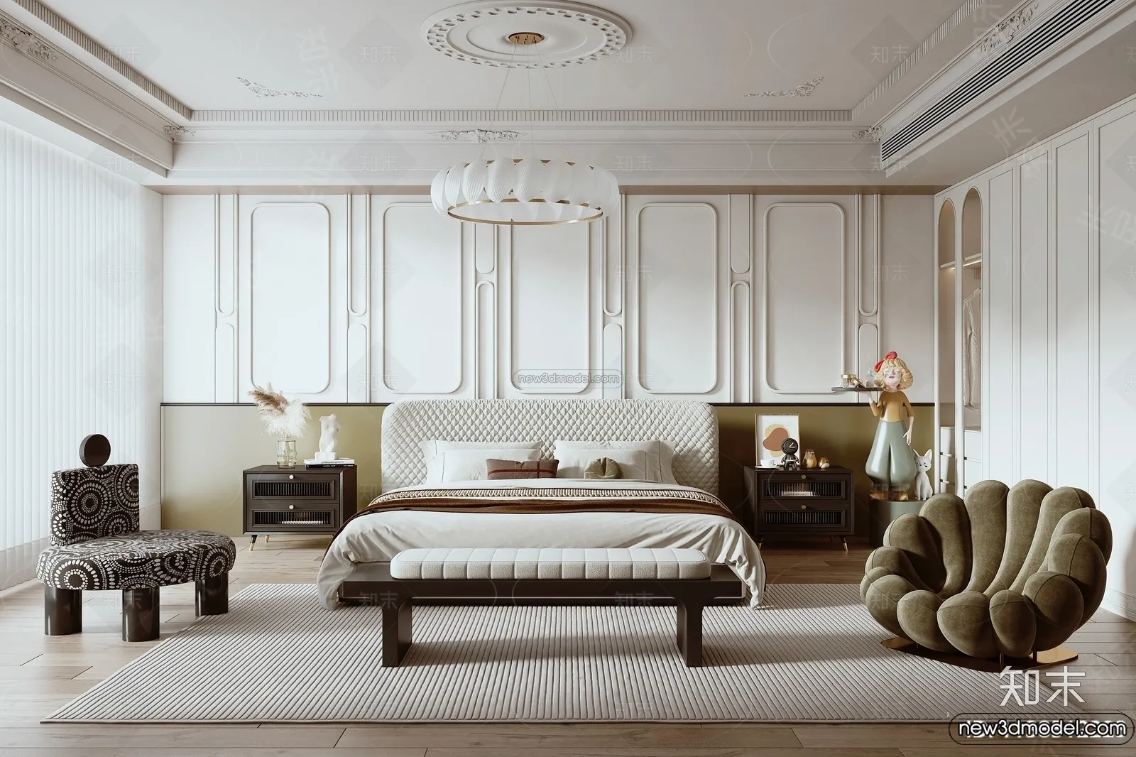 Bedroom - 3D Interior Scene - French Style - 040