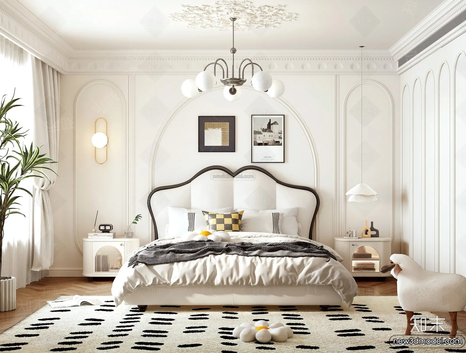 Bedroom - 3D Interior Scene - French Style - 043