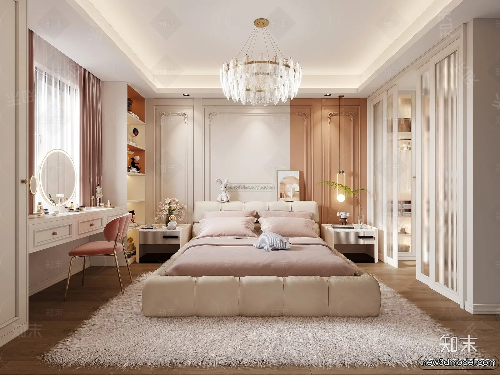 Bedroom - 3D Interior Scene - French Style - 044