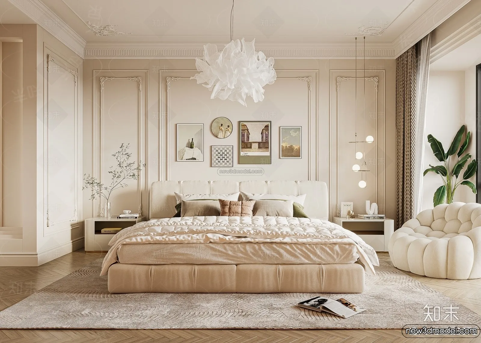 Bedroom - 3D Interior Scene - French Style - 046