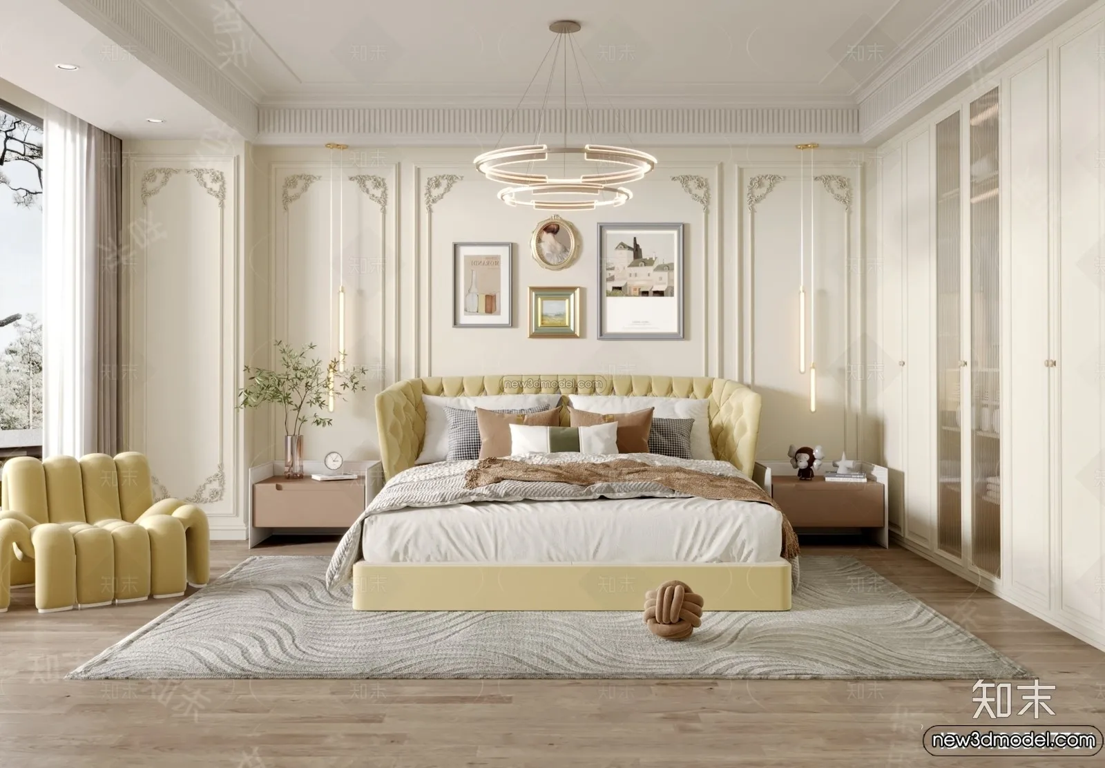 Bedroom - 3D Interior Scene - French Style - 047