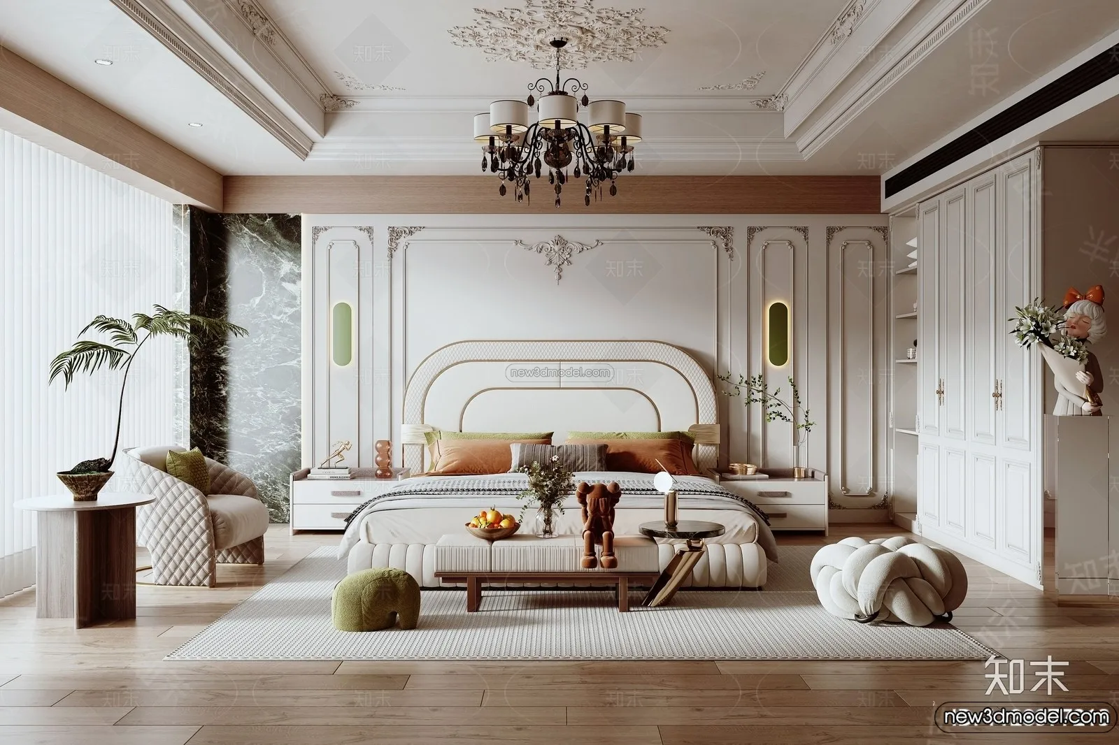 Bedroom - 3D Interior Scene - French Style - 048