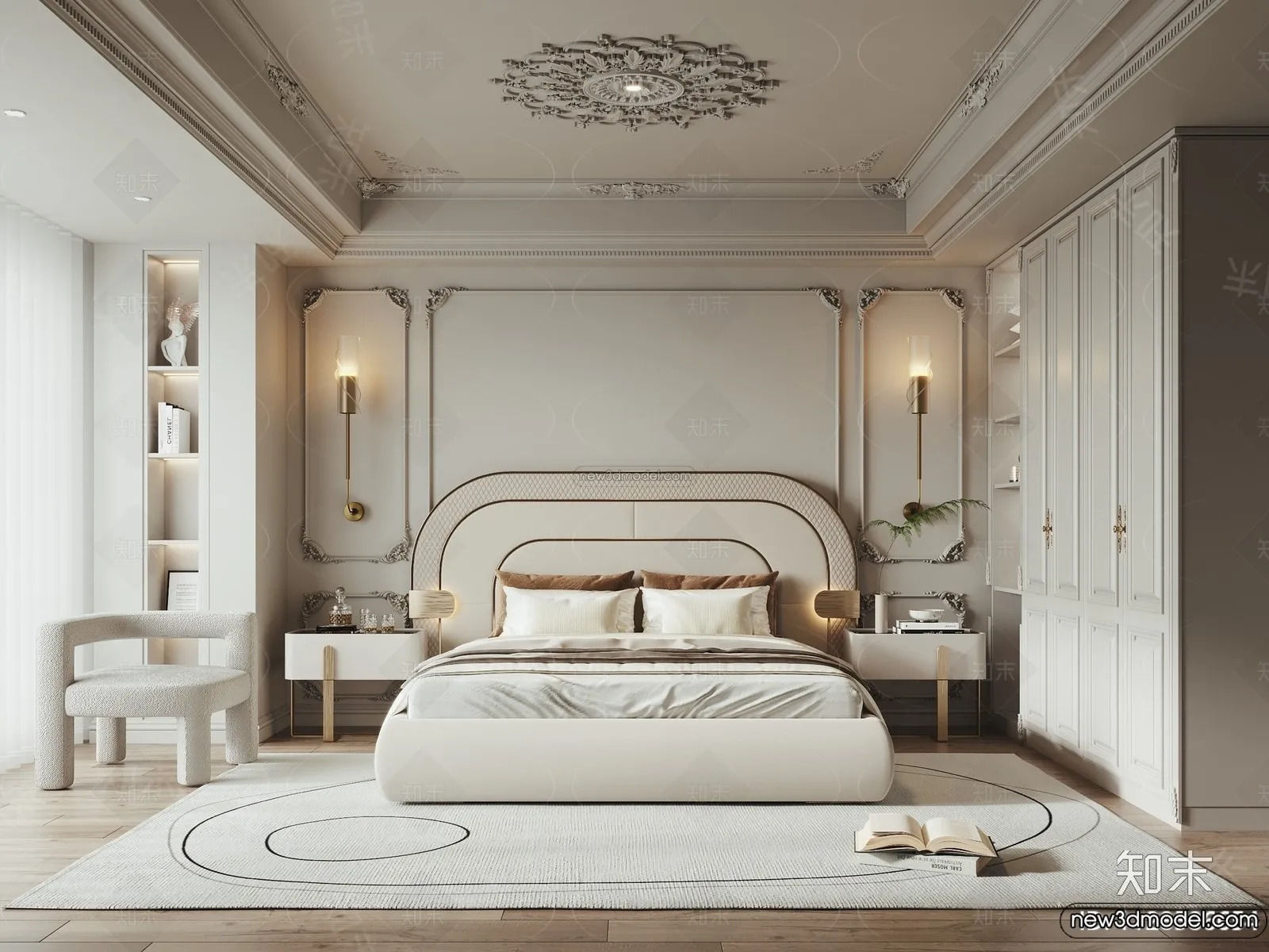 Bedroom - 3D Interior Scene - French Style - 049