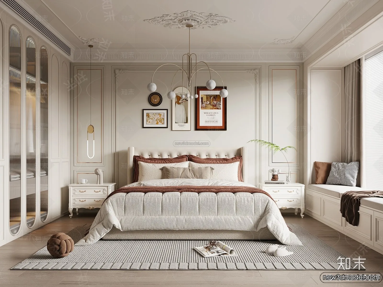 Bedroom - 3D Interior Scene - French Style - 051