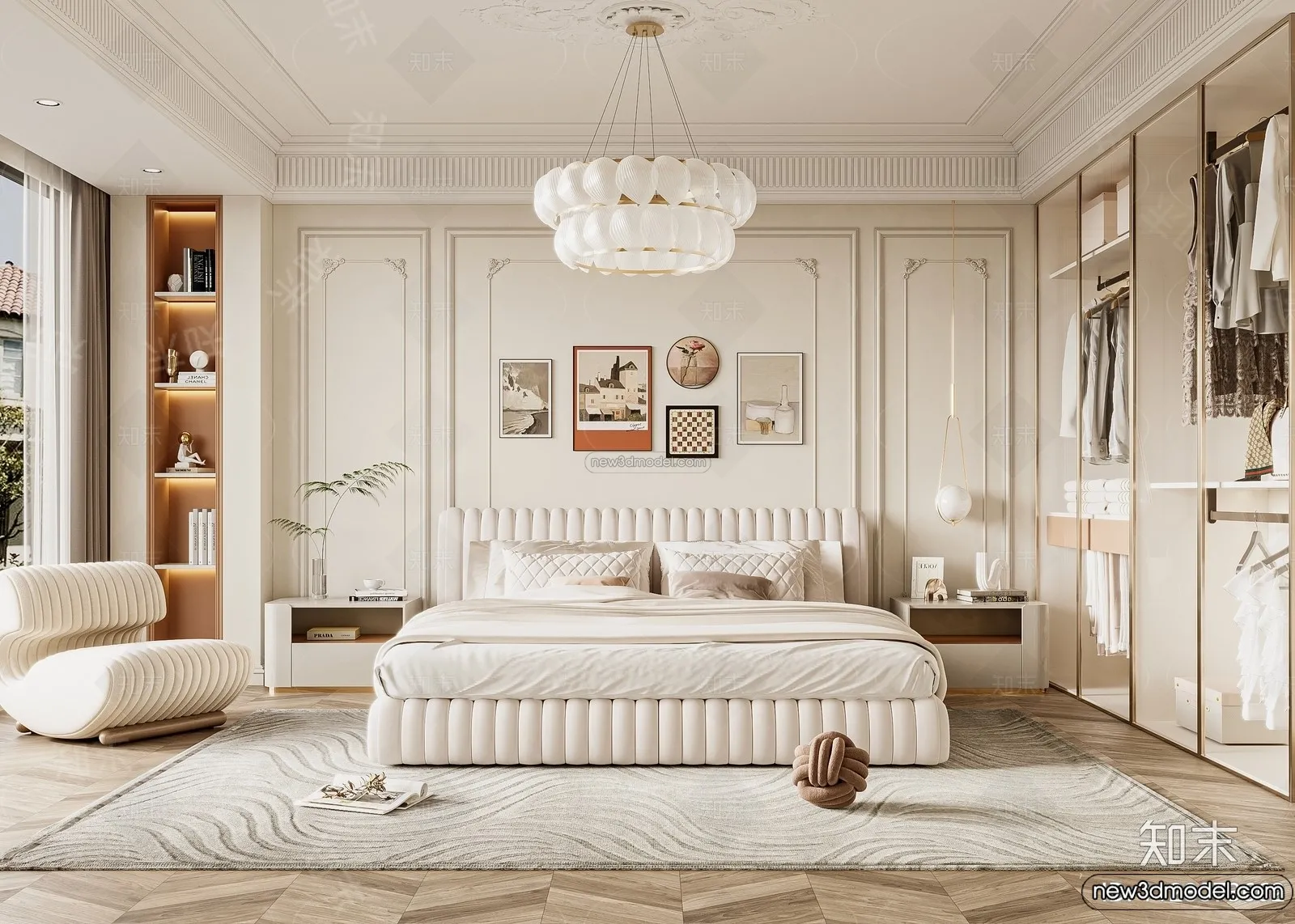 Bedroom - 3D Interior Scene - French Style - 053