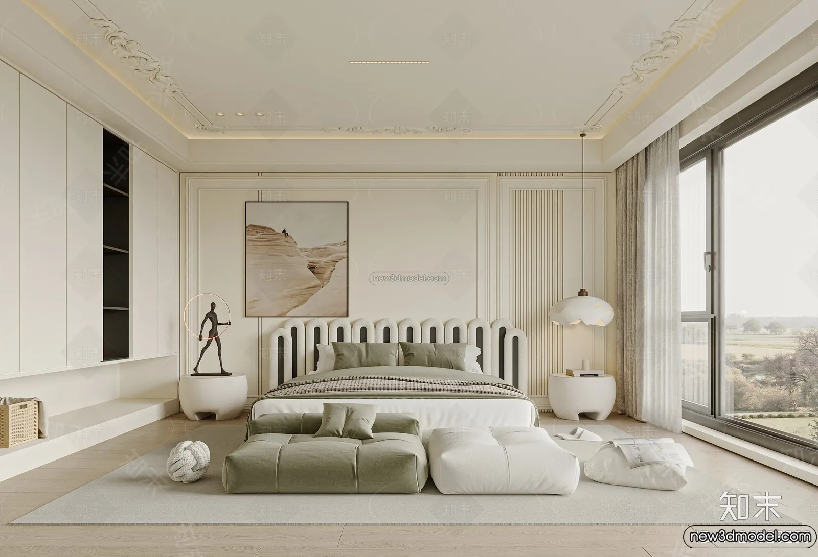 Bedroom - 3D Interior Scene - French Style - 054