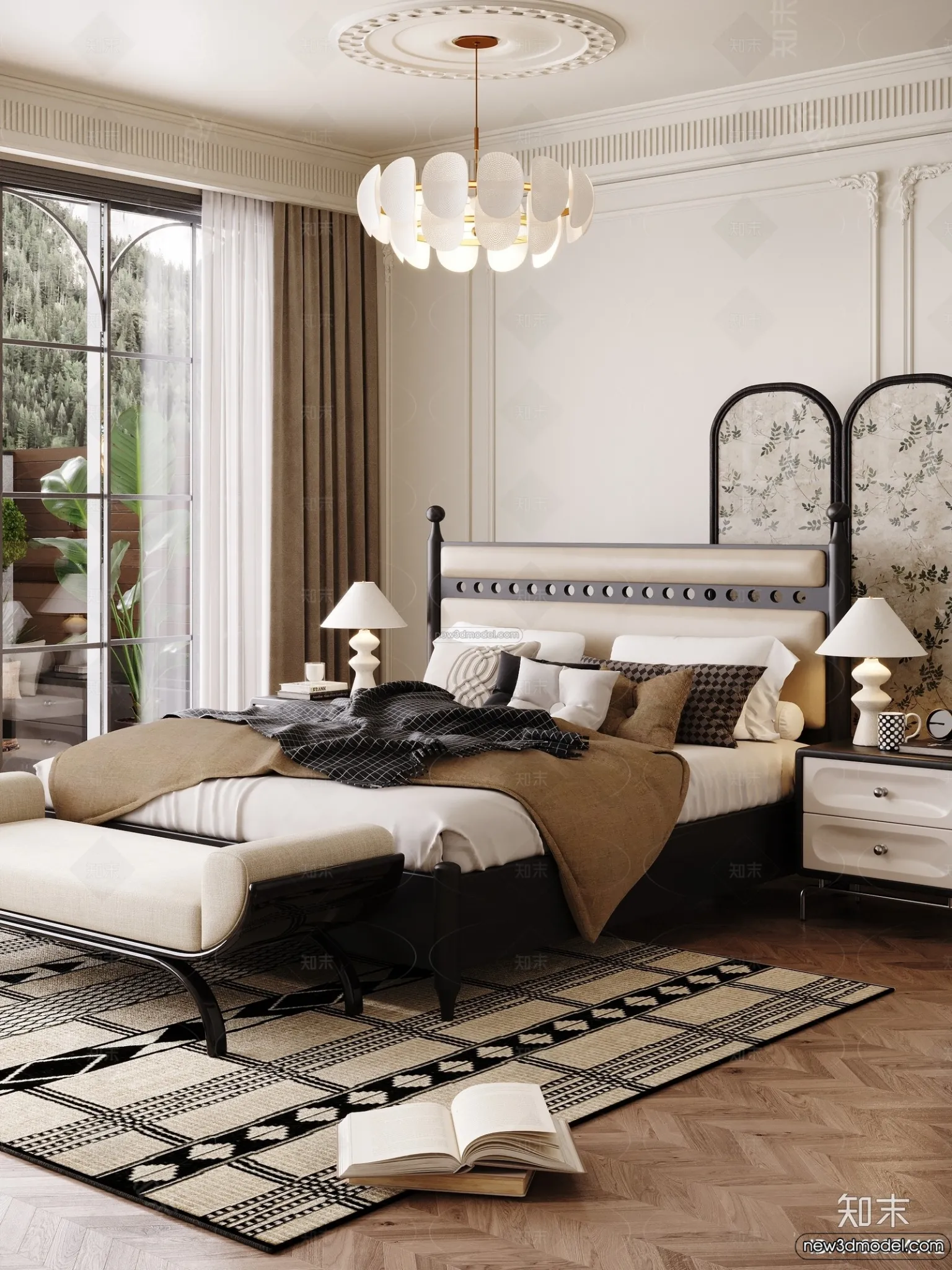 Bedroom - 3D Interior Scene - French Style - 055