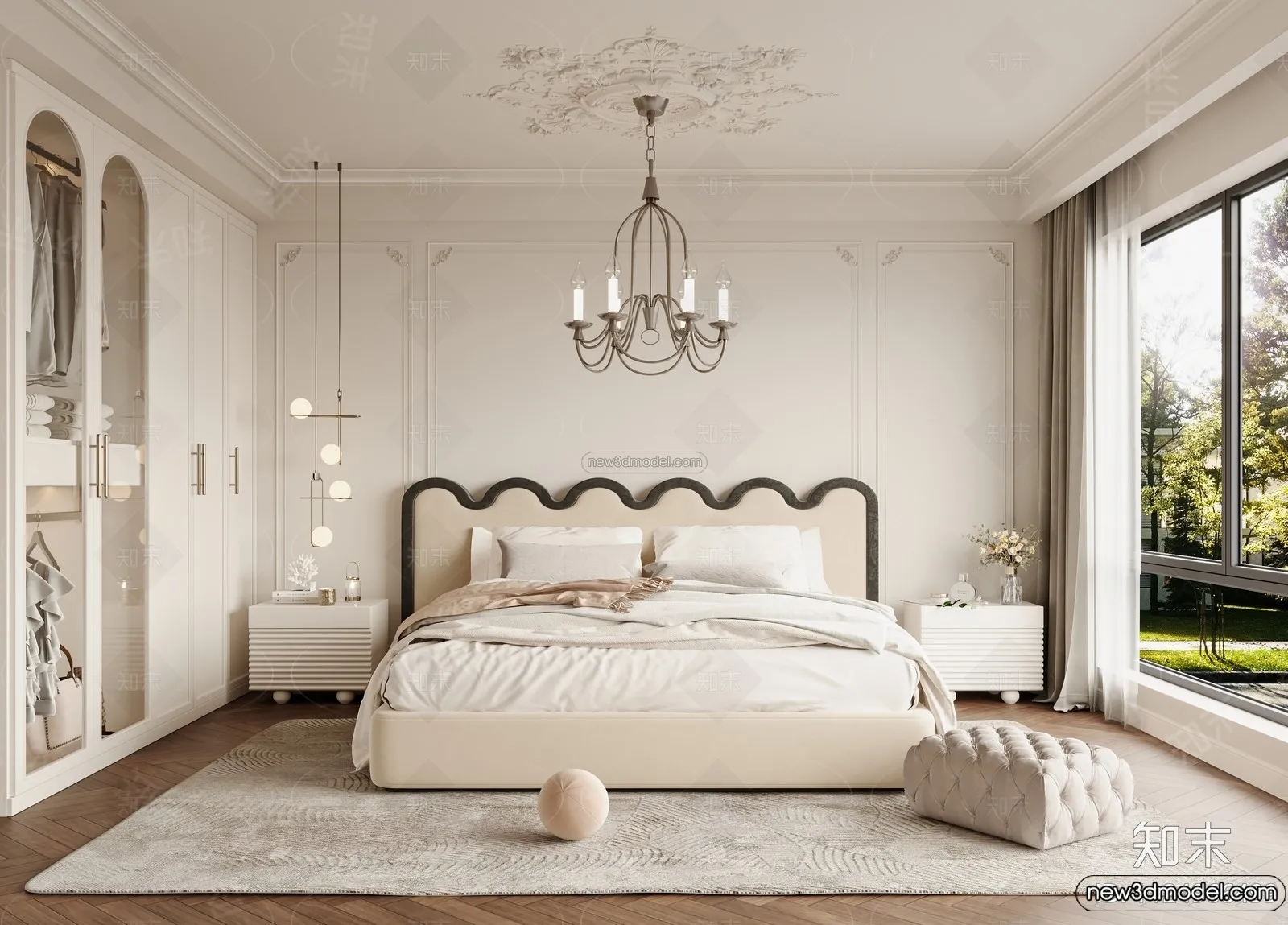 Bedroom - 3D Interior Scene - French Style - 058