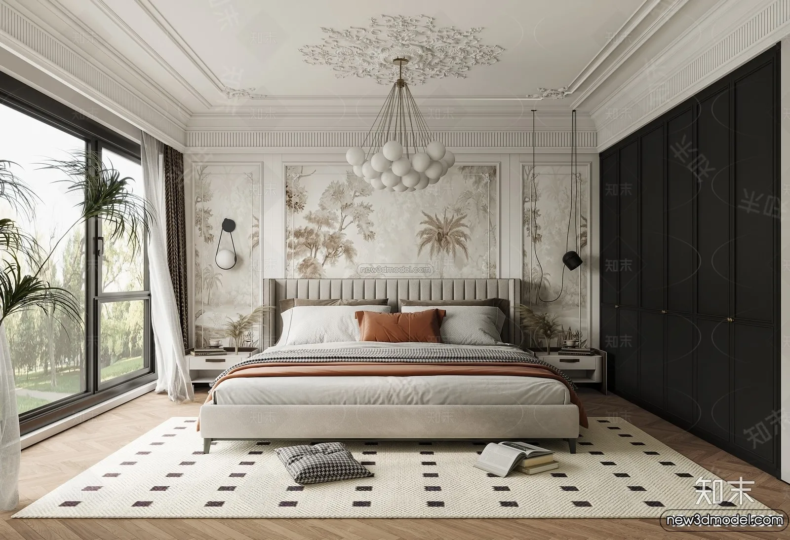 Bedroom - 3D Interior Scene - French Style - 059