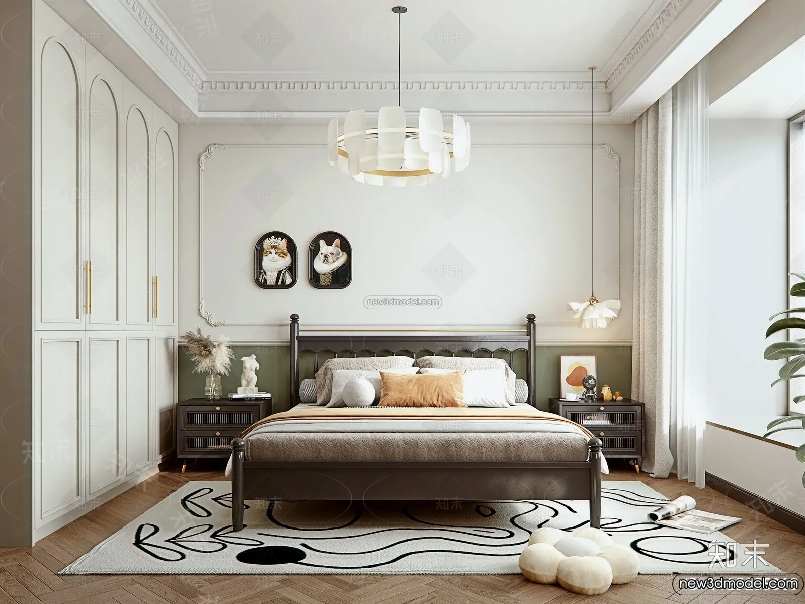 Bedroom - 3D Interior Scene - French Style - 060