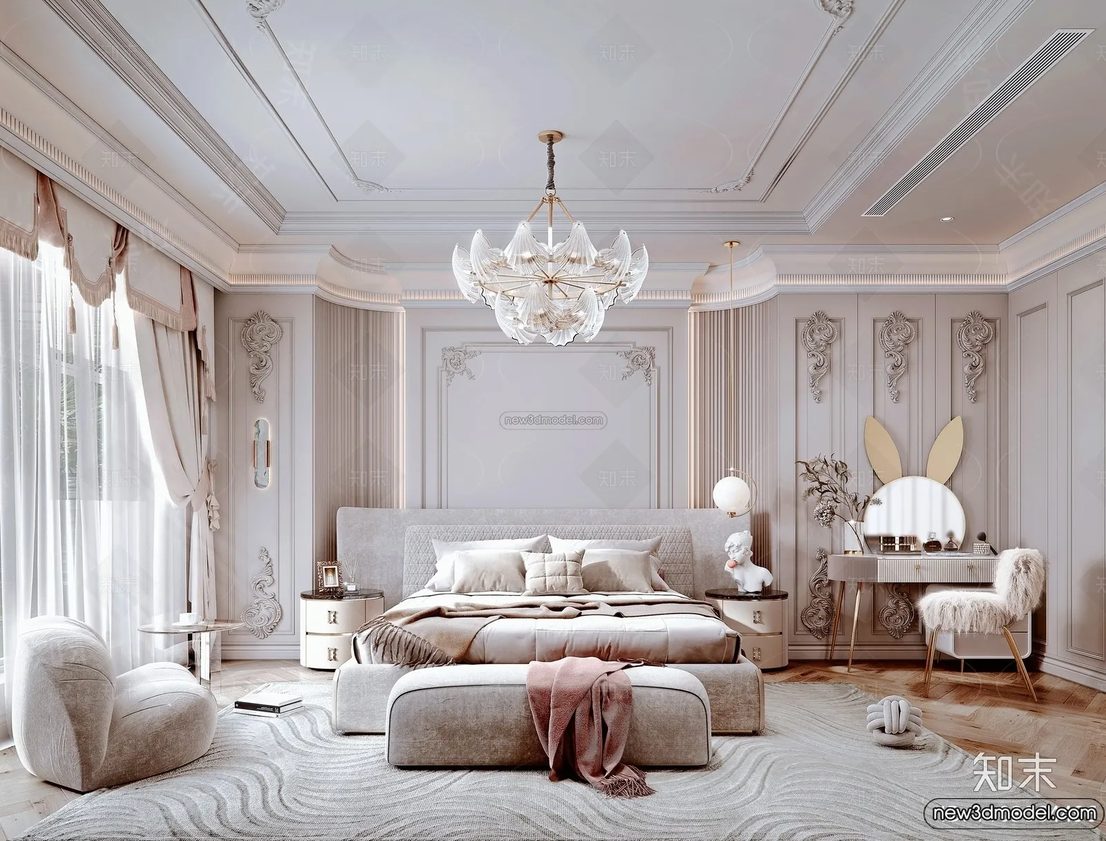 Bedroom - 3D Interior Scene - French Style - 061