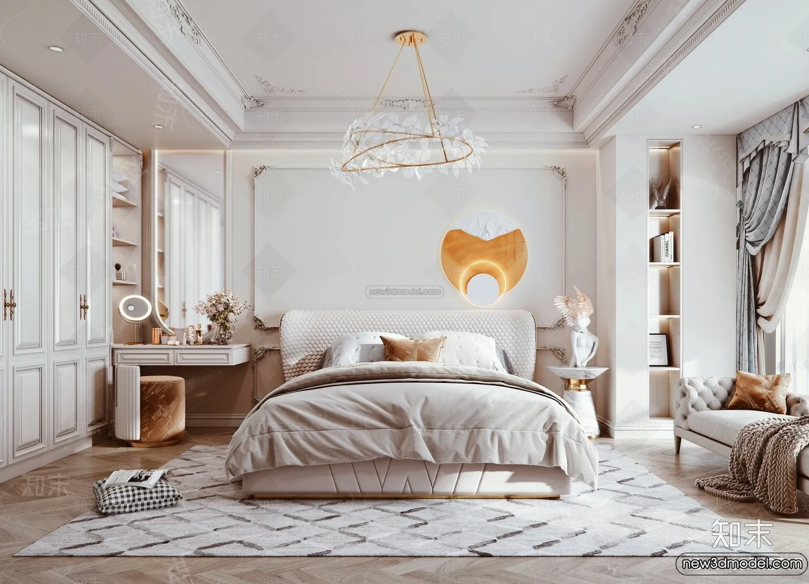 Bedroom - 3D Interior Scene - French Style - 062
