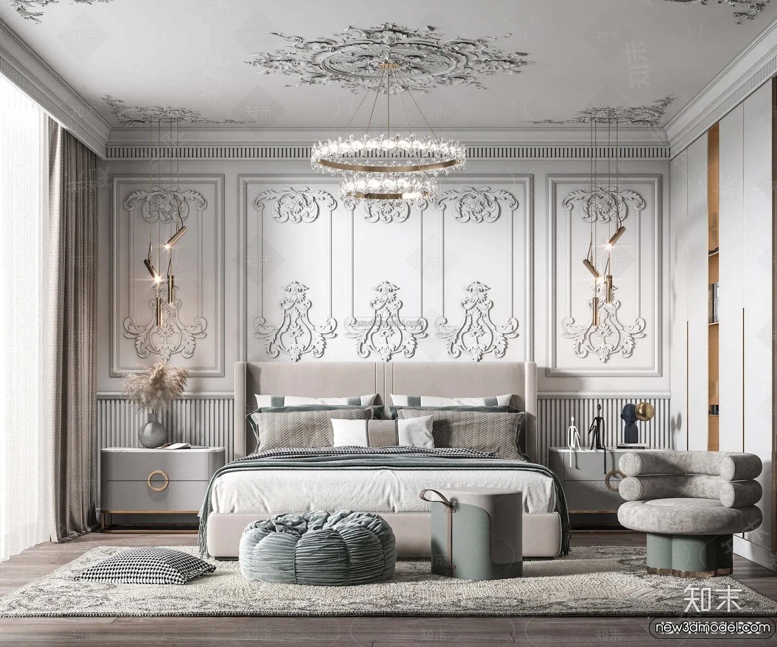 Bedroom - 3D Interior Scene - French Style - 064