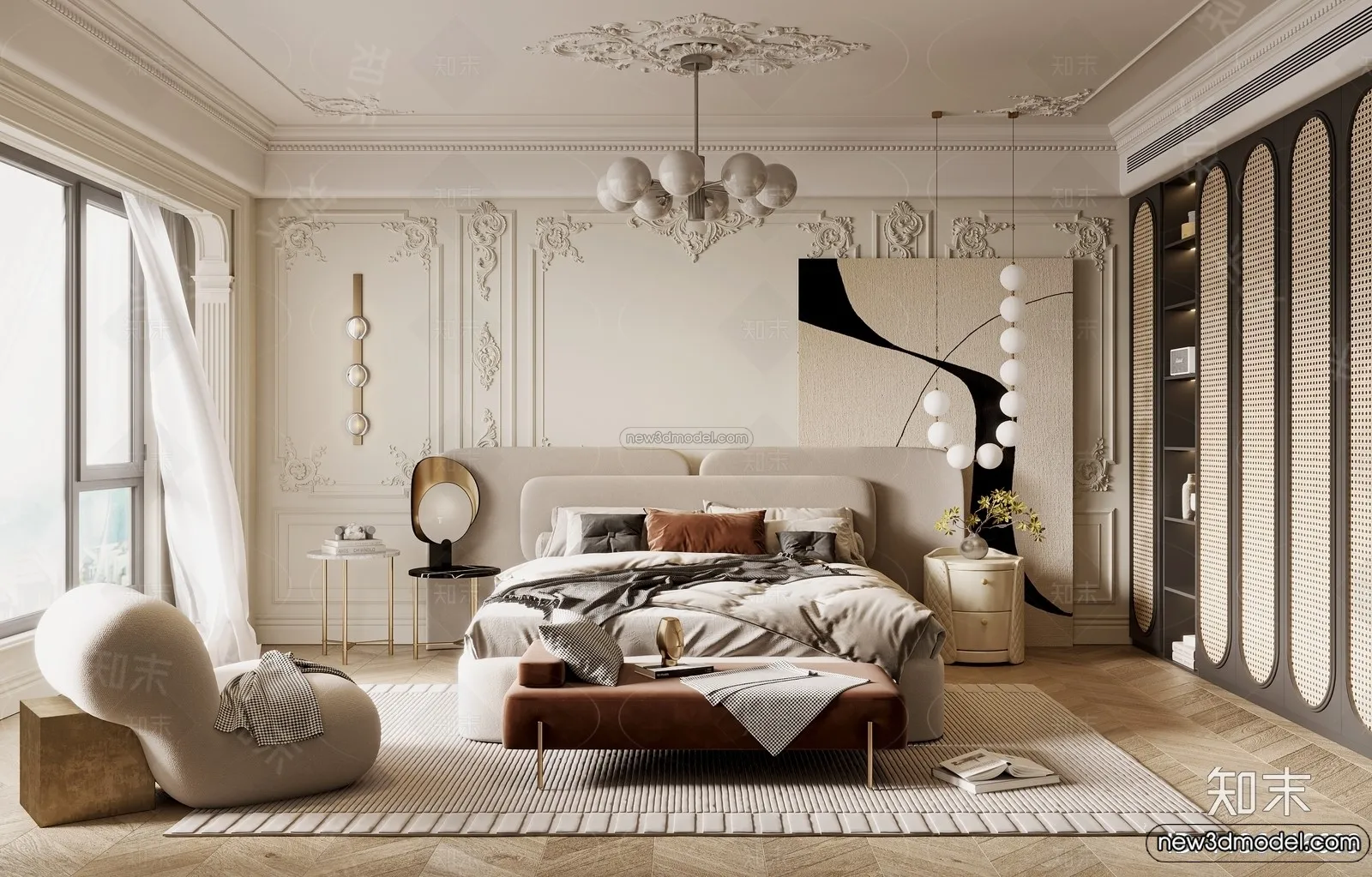 Bedroom - 3D Interior Scene - French Style - 067