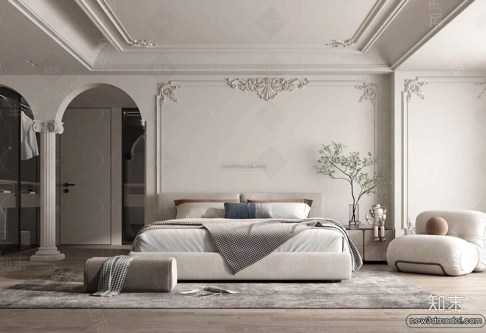 Bedroom - 3D Interior Scene - French Style - 068