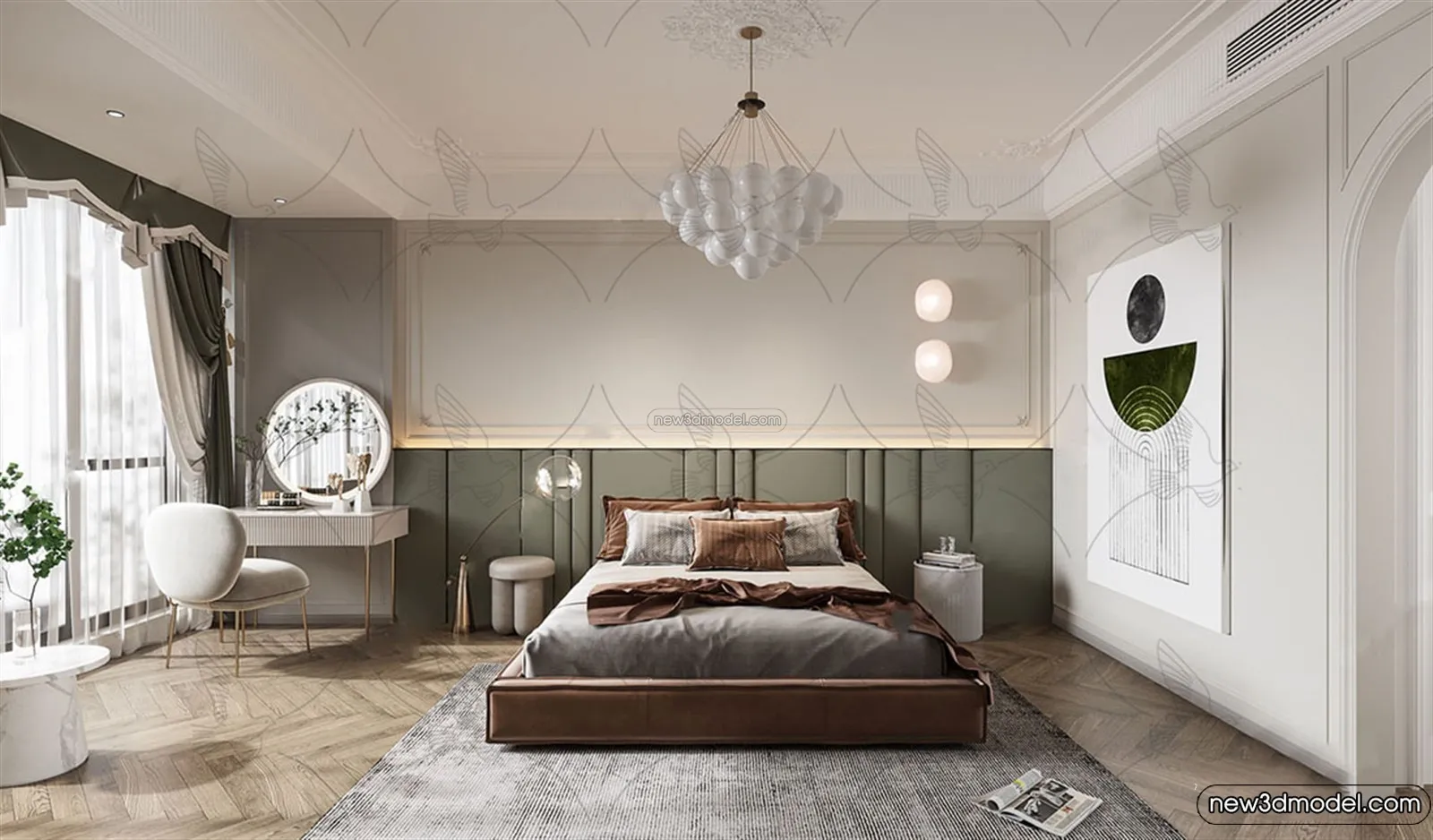 Bedroom - 3D Interior Scene - French Style - 069