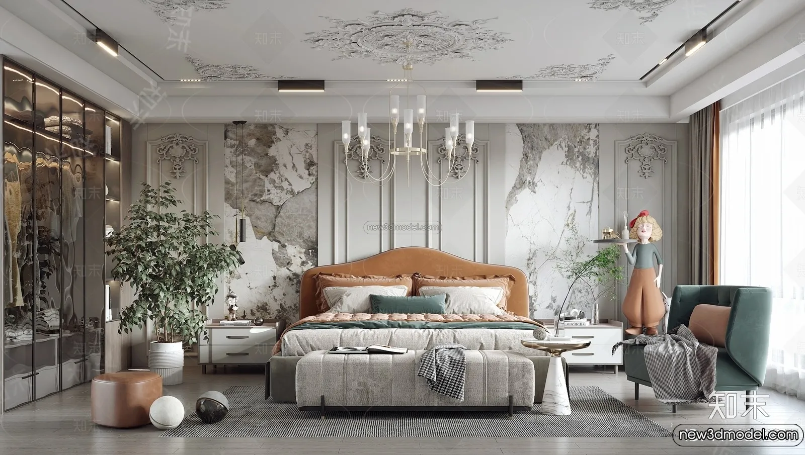 Bedroom - 3D Interior Scene - French Style - 070