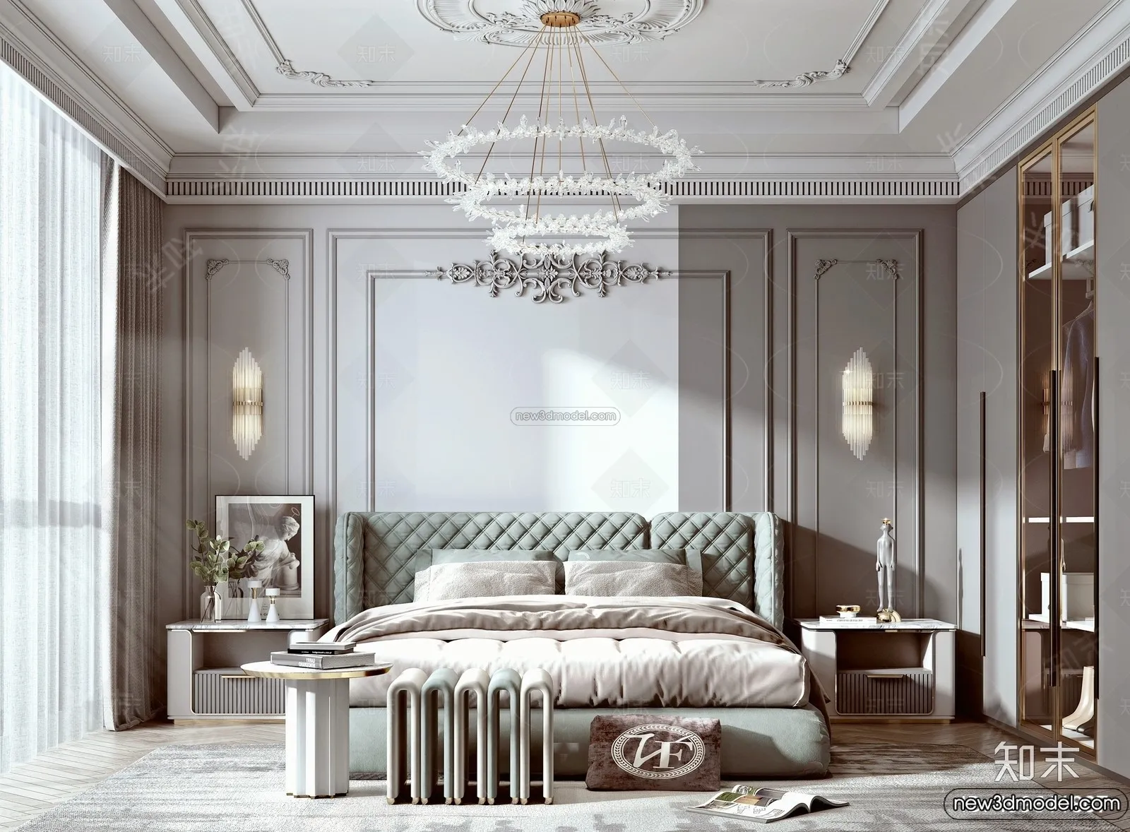 Bedroom - 3D Interior Scene - French Style - 074