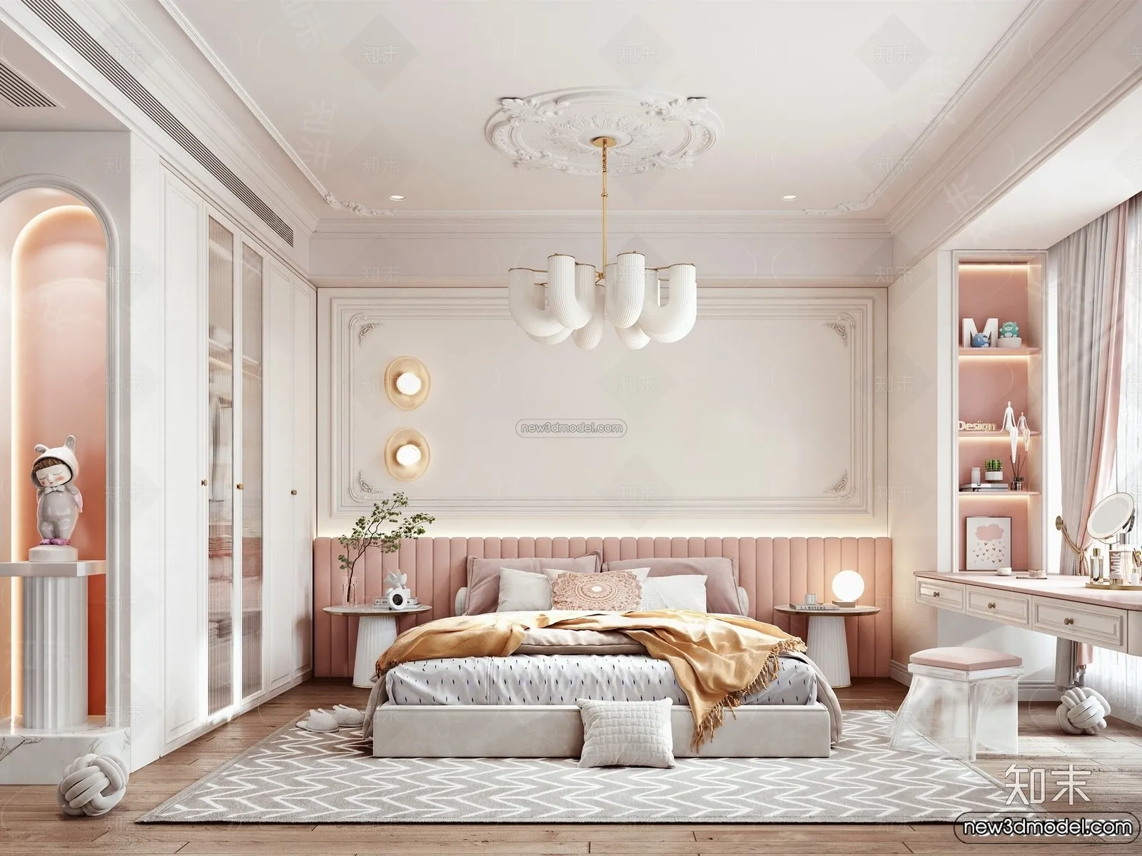 Bedroom - 3D Interior Scene - French Style - 075